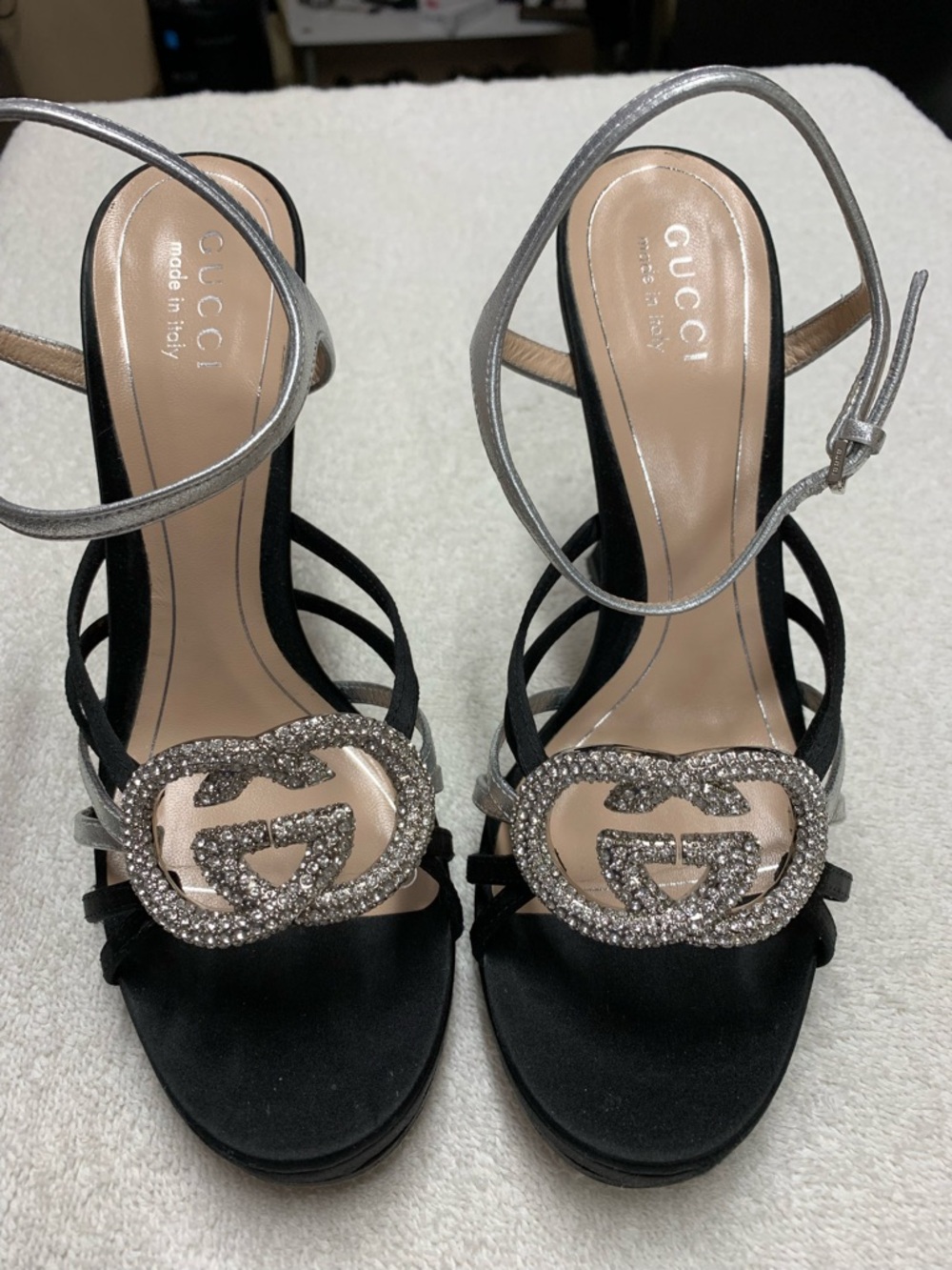 Gucci Black Suede Crystal Interlocking GG Pump Heels - Picture 8 of 16